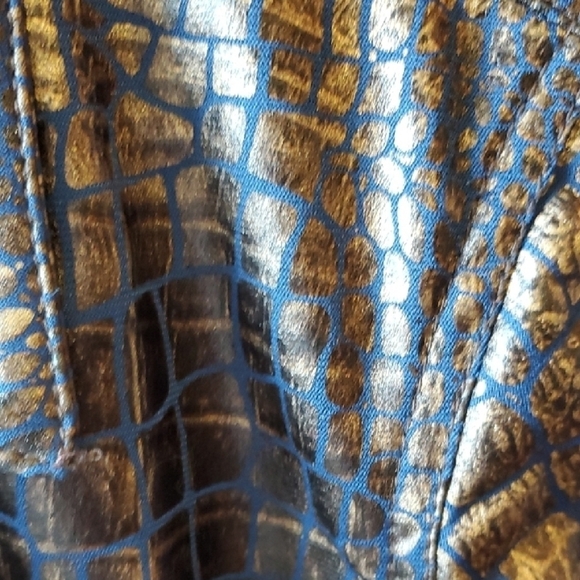 Ruby Rd. Blue and Gold Bomber Jacket Relaxed Fit - Picture 6 of 9